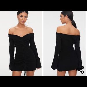 Black Off the Shoulder Knitted Dress
